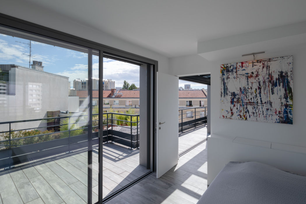 Perspective depuis la chambre avec un tableau moderne