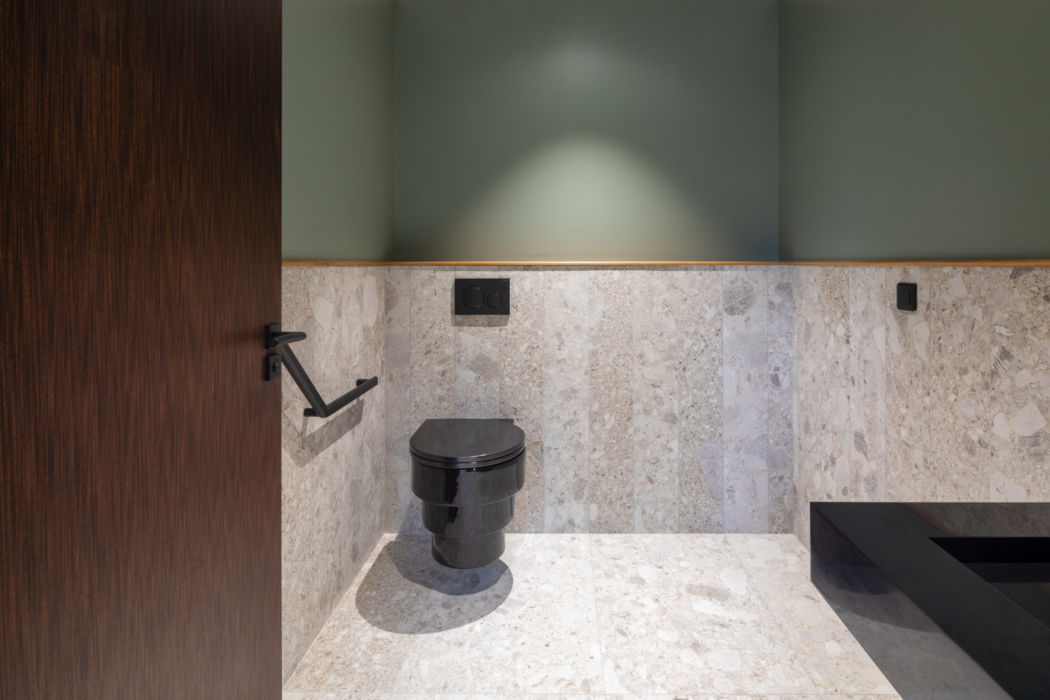 WC moderne noir et vert avec lavabo